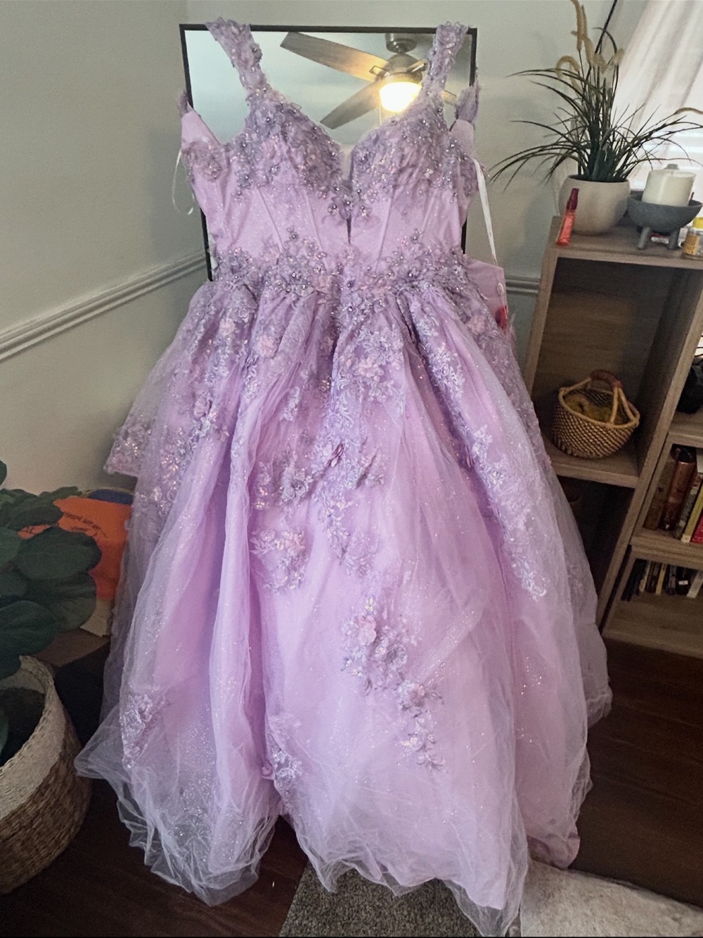 Lavender Beaded Tulle Ballgown Dress